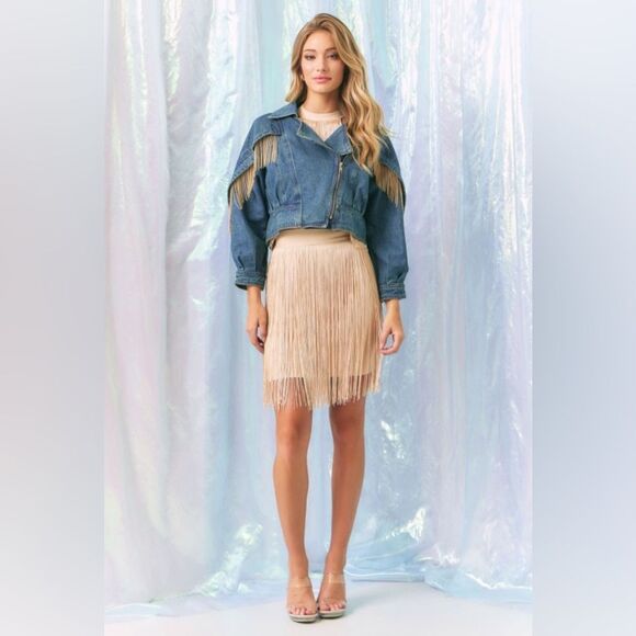 Denim Metal Fringe Jacket - Picture 4 of 7